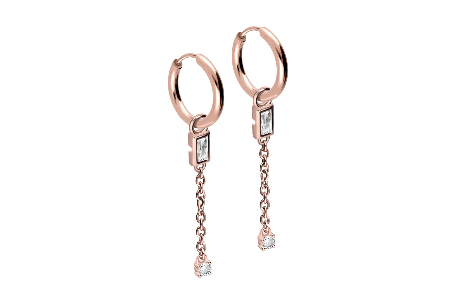 Chirurgenstahl Ohrclicker Creolen KRISTALLE + KETTE von Piercingline